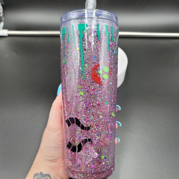 Villain Skinny Tumbler 18 Oz Snowglobe Perfectly Wicked Disney Cup - Picture 6 of 6